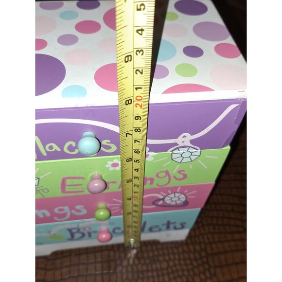 Kohl’s 4 Drawer Jewelry Box - Necklace Ring Earring Bracelet - Polka Dot - Picture 7 of 8